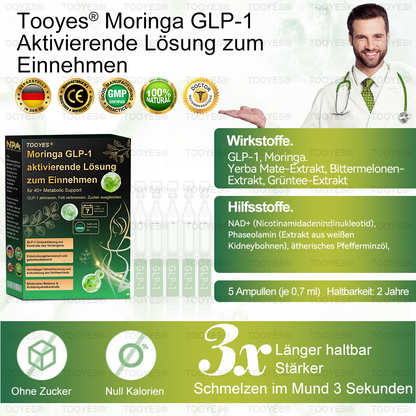Offizieller Shop | TOOYES® Meglutid GLP-1 aktivierende orale Lösung – Moringa • NAD+ • Yerba Mate – Natürliche Unterstützung für Gewichtsabnahme, Anti-Aging & Zuckerstoffwechsel
